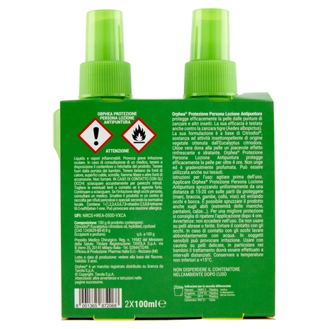 Orphea Lozione Antipuntura vegetale Family 2 x100 ml